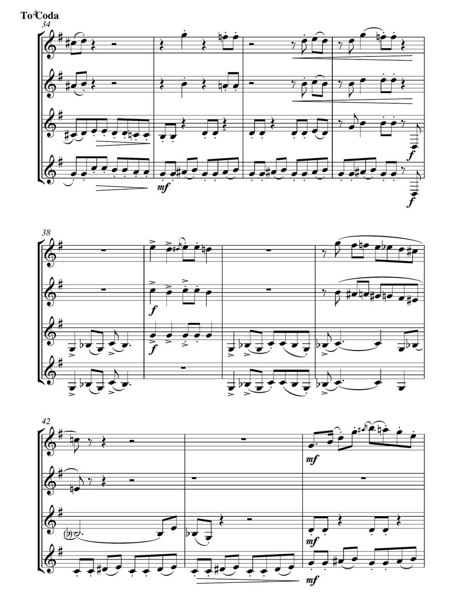 Baby Elephant Walk Clarinet Quartet scores gallery preview page 5