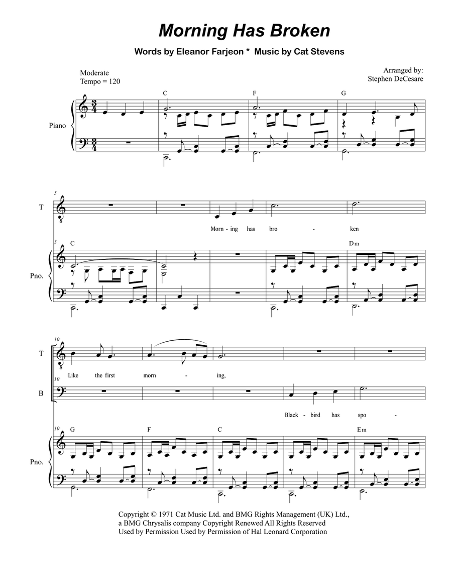 Morning Has Broken 4-Part scores gallery preview page 1