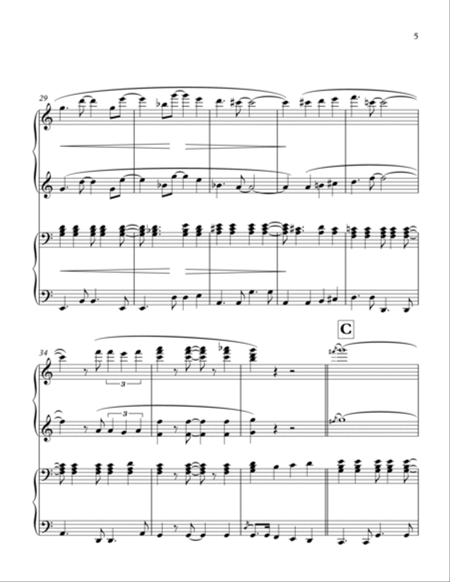 Summer Afternoon, Bossa Nova Piano Duet for 1 piano 4 hands. Piano Method scores gallery preview page 5