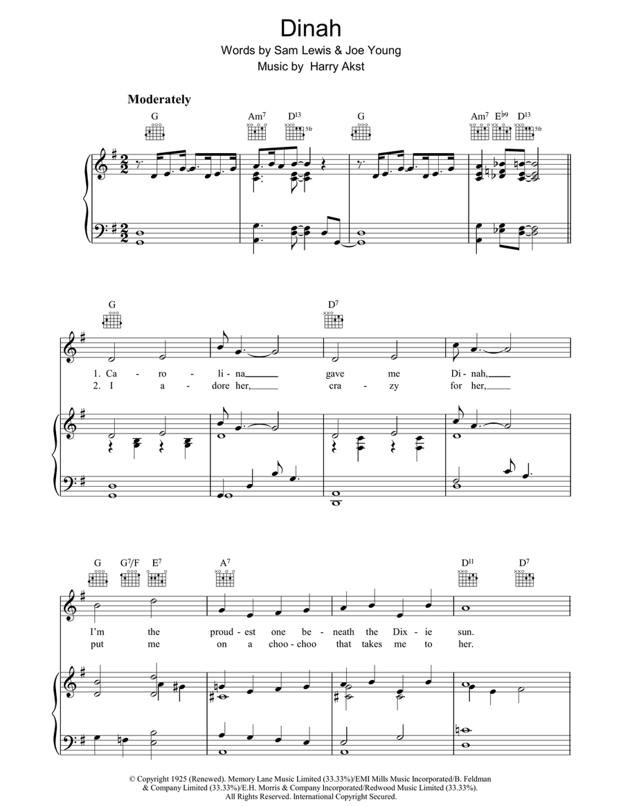 Dinah Acoustic Guitar scores gallery preview page 1
