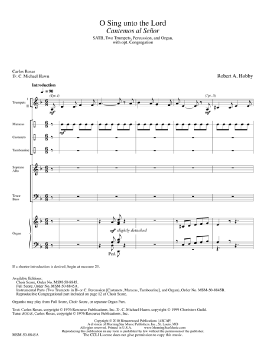O Sing unto the Lord Choir scores gallery preview page 1
