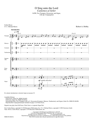 O Sing unto the Lord/Cantemos al Señor (Full Score)