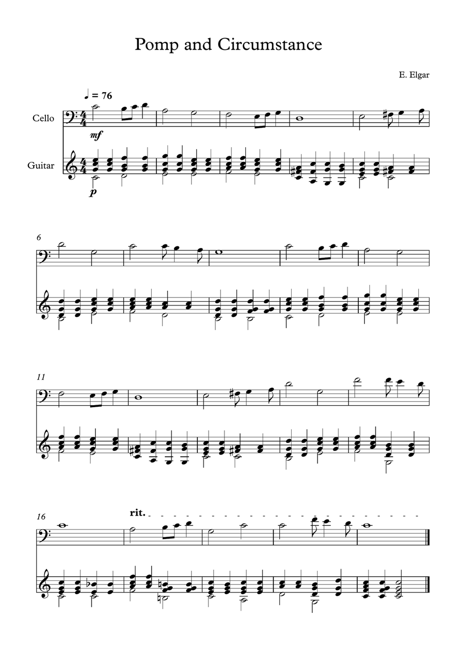 10 Easy Classical Pieces For Cello & Guitar String Duet scores gallery preview page 2