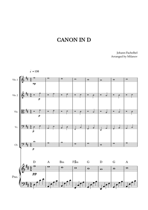 Canon in D | Pachelbel | String Quintet | Piano accompaniment