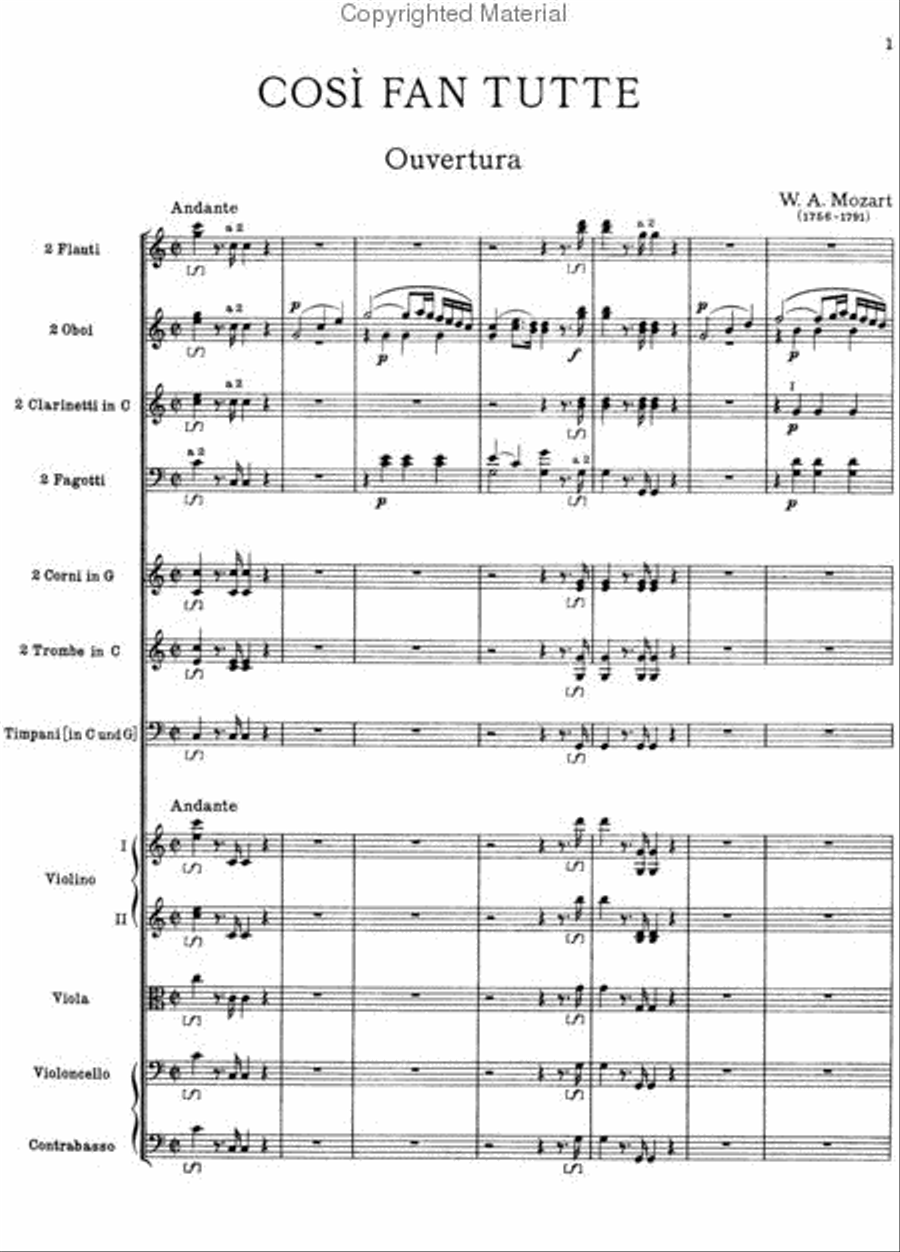 Cosi fan Tutte in Full Score