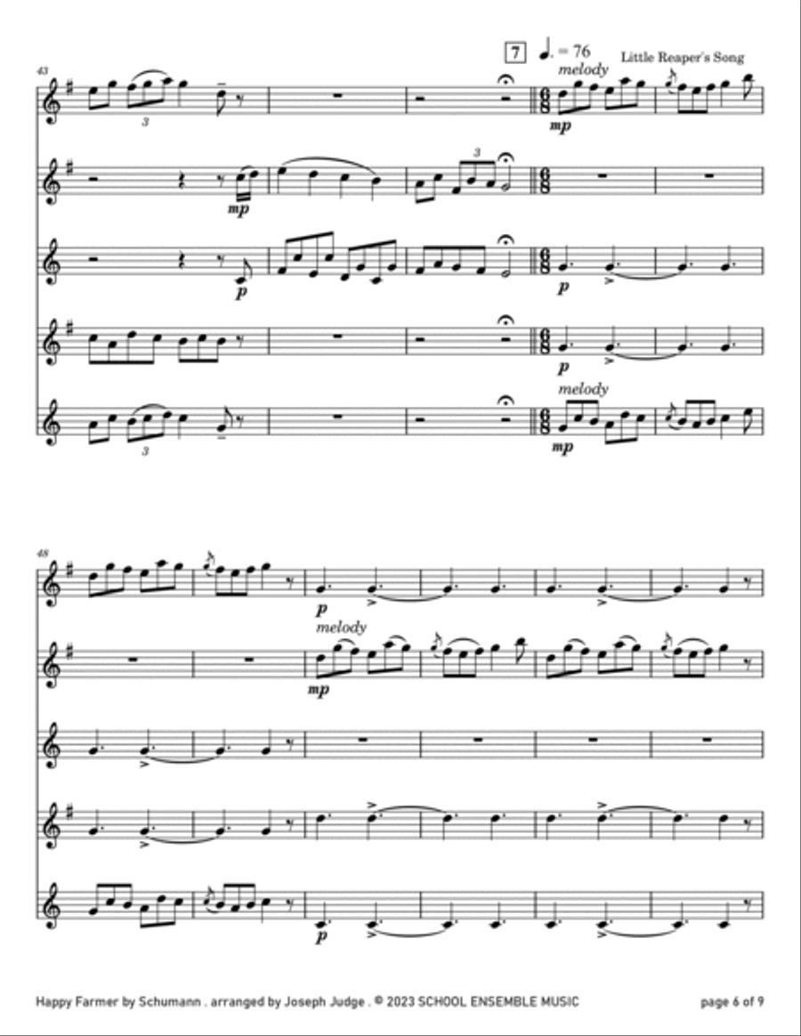 Happy Farmer by Schumann for Saxophone Quartet in Schools Saxophone Quartet scores gallery preview page 6
