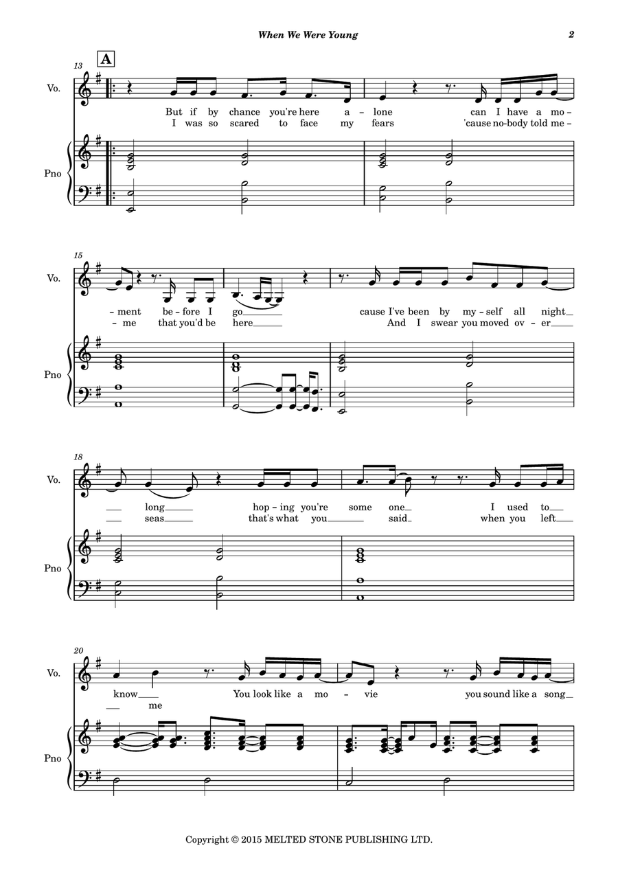 When We Were Young Piano, Vocal scores gallery preview page 3