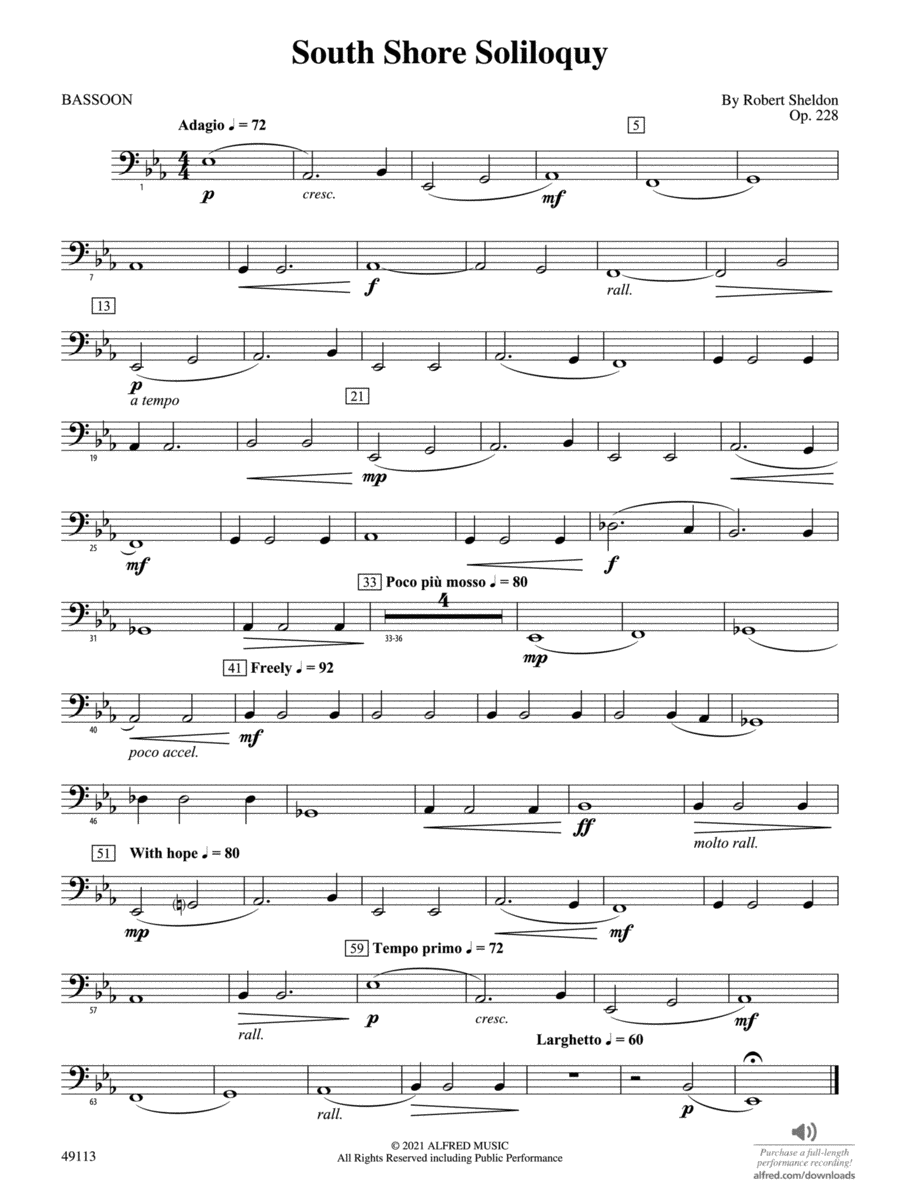 South Shore Soliloquy: Bassoon Concert Band scores gallery preview page 1
