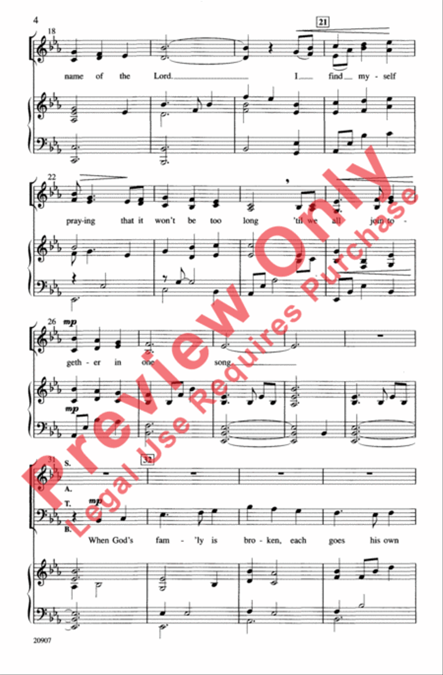 One Song One Song 4-Part scores gallery preview page 4