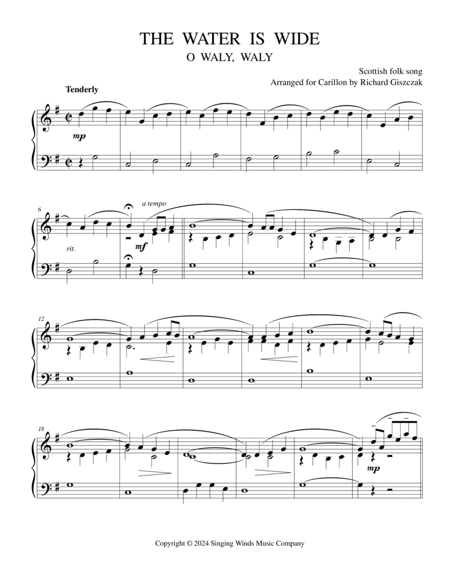 The Water Is Wide (O WALY, WALY) Carillon scores gallery preview page 1
