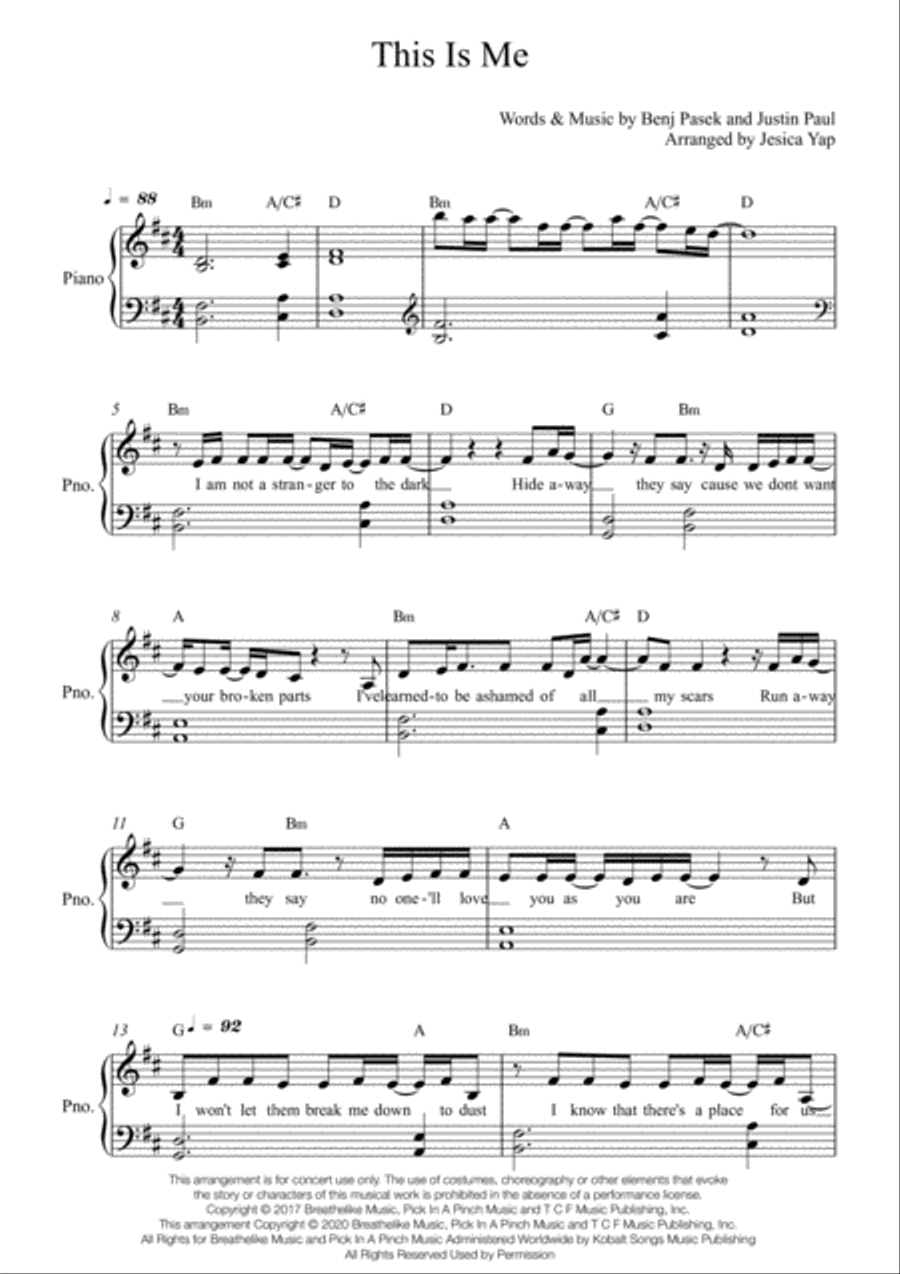 This Is Me Easy Piano scores gallery preview page 1