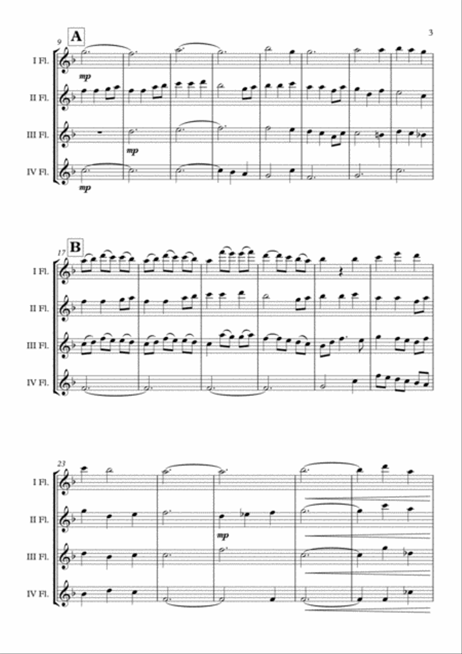 "Away In A Manger" Flute Quartet arr. Adrian Wagner image number null