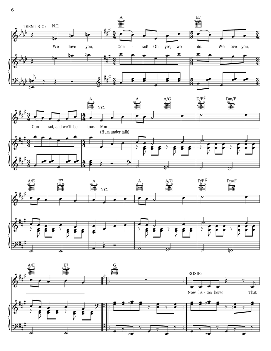 A Healthy, Normal American Boy (We Love You, Conrad) Piano, Vocal, Guitar scores gallery preview page 6