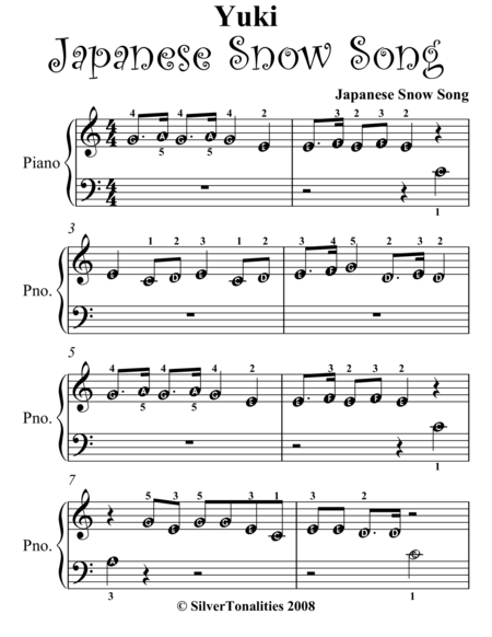 Yuki Japanese Song Song Beginner Piano Sheet Music