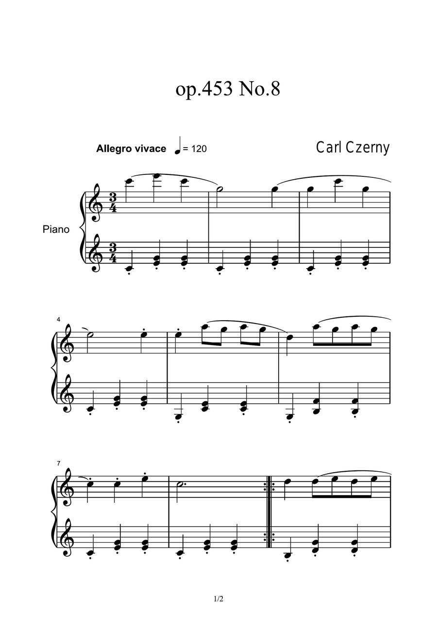 Czerny Op.453. No.8 Piano Solo scores gallery preview page 1