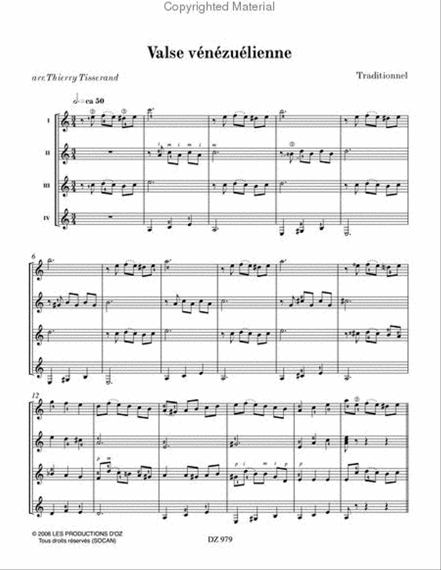 Musique facile pour 4 guitares - Vénézuela (Valse) (CD incl.) Guitar Ensemble scores gallery preview page 2