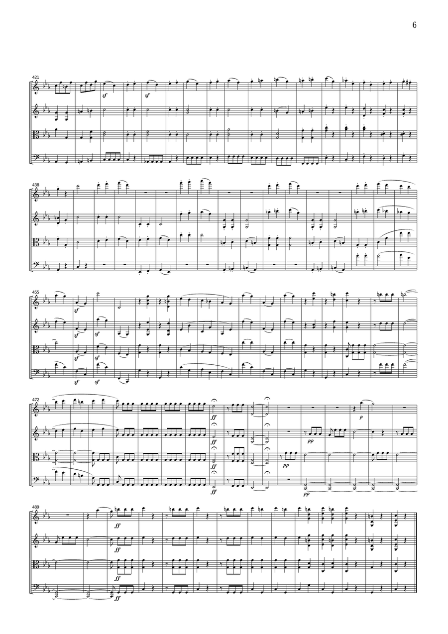 Beethoven Symphony No.5, 1st mvt., for string quartet, CB011 String Quartet scores gallery preview page 6