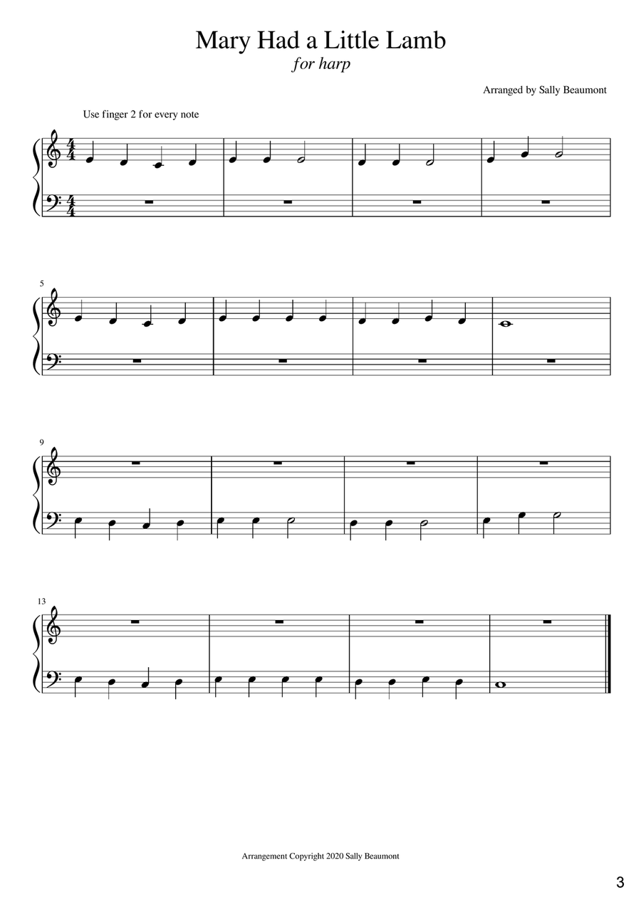 Children's Songs for Harp Book 1 - 13 easy songs for Kids Celtic Harp scores gallery preview page 3