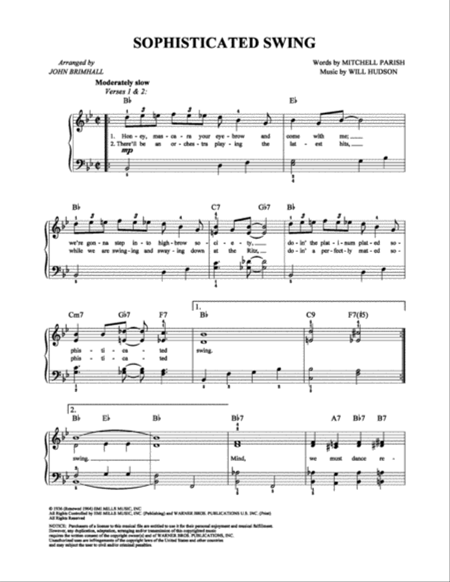 Sophisticated Swing Sophisticated Swing Easy Piano scores gallery preview page 1