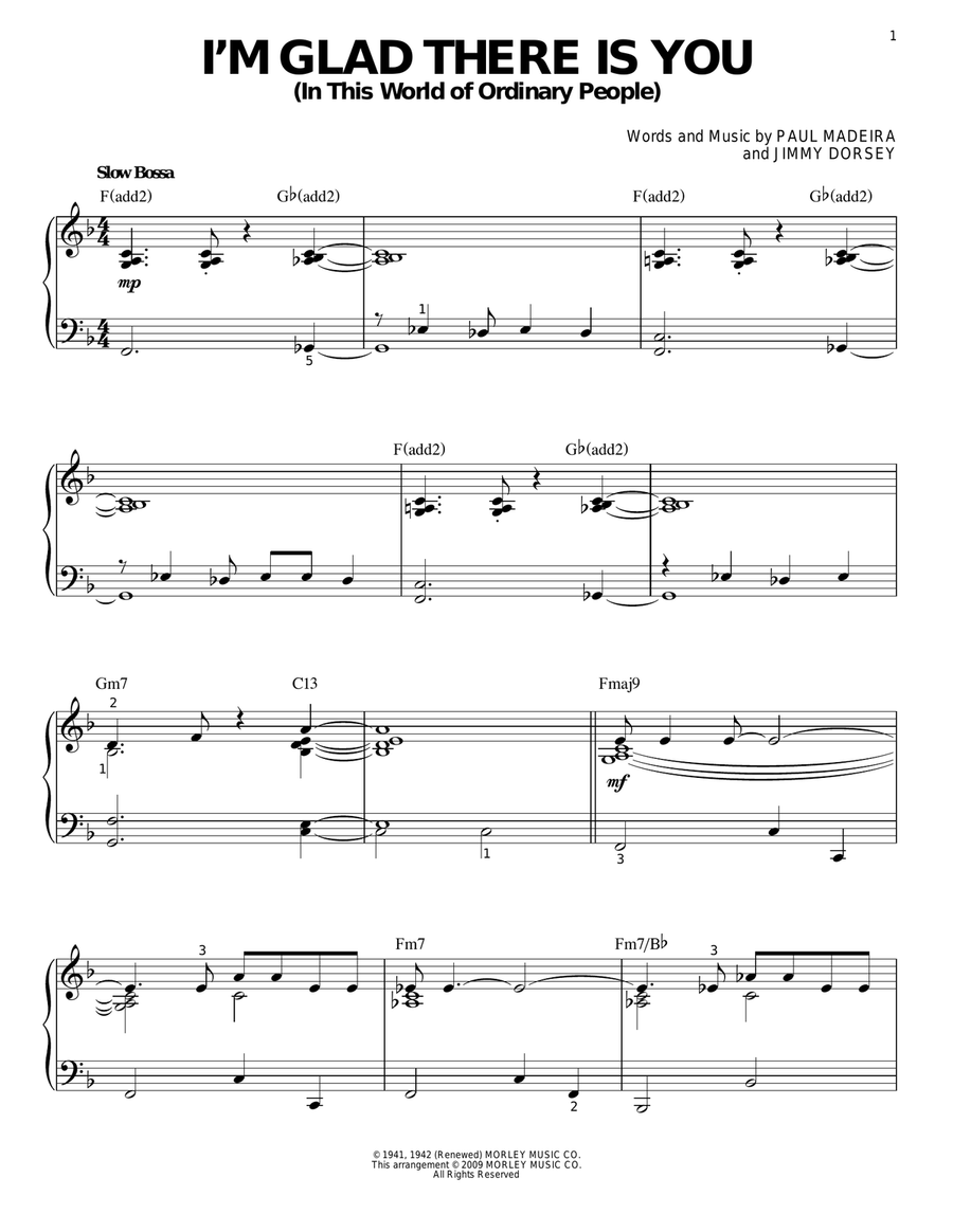 I'm Glad There Is You (In This World Of Ordinary People) [Jazz version] (arr. Brent Edstrom) Piano Solo scores gallery preview page 1