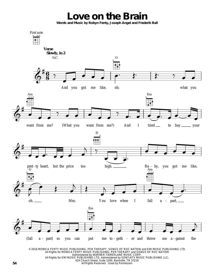 Love On The Brain Love On The Brain Ukulele scores gallery preview page 1