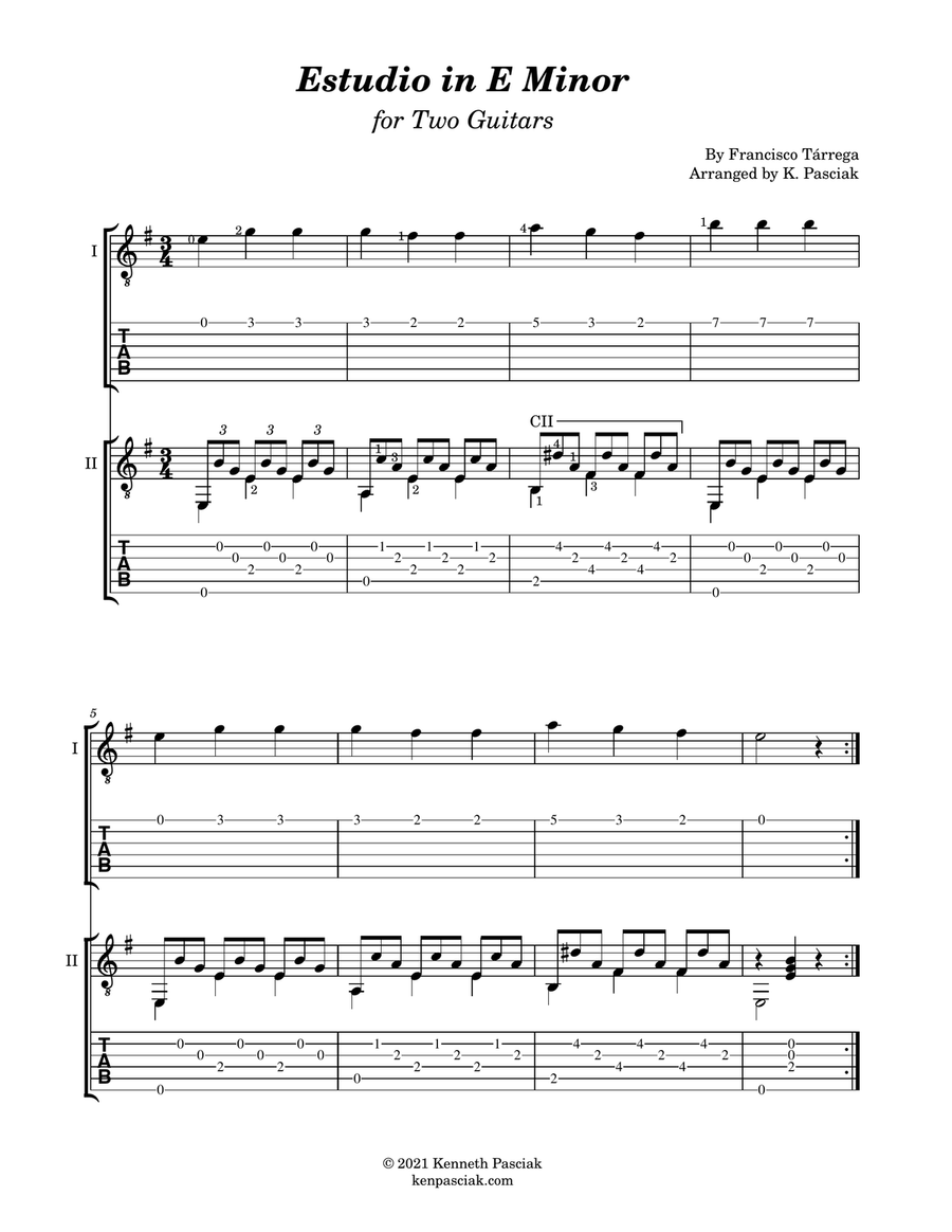 Estudio in E Minor (for Two Guitars) Chamber Music scores gallery preview page 3