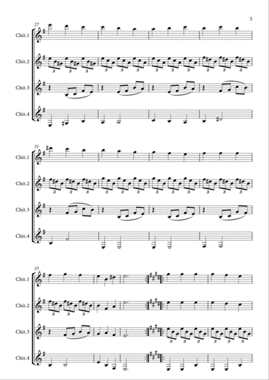 Romanza (or Jeux Interdits) (guitar ensemble) - Score Only Guitar Ensemble scores gallery preview page 3