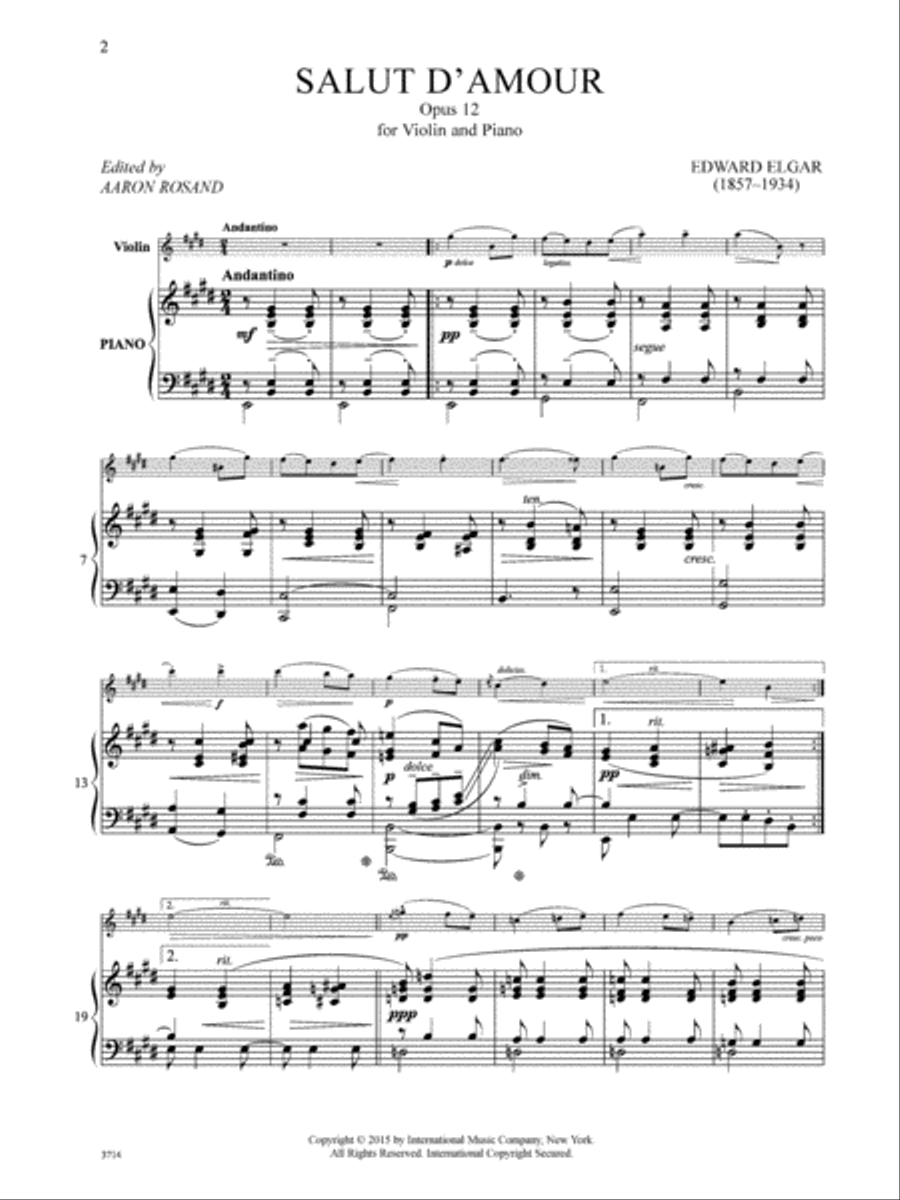 Salut D'Amour, Opus 12 Salut D'Amour, Opus 12 Violin Solo scores gallery preview page 2