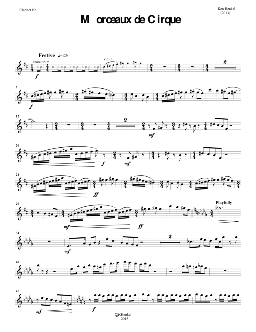 Morceaux de Cirque Chamber Music scores gallery preview page 1