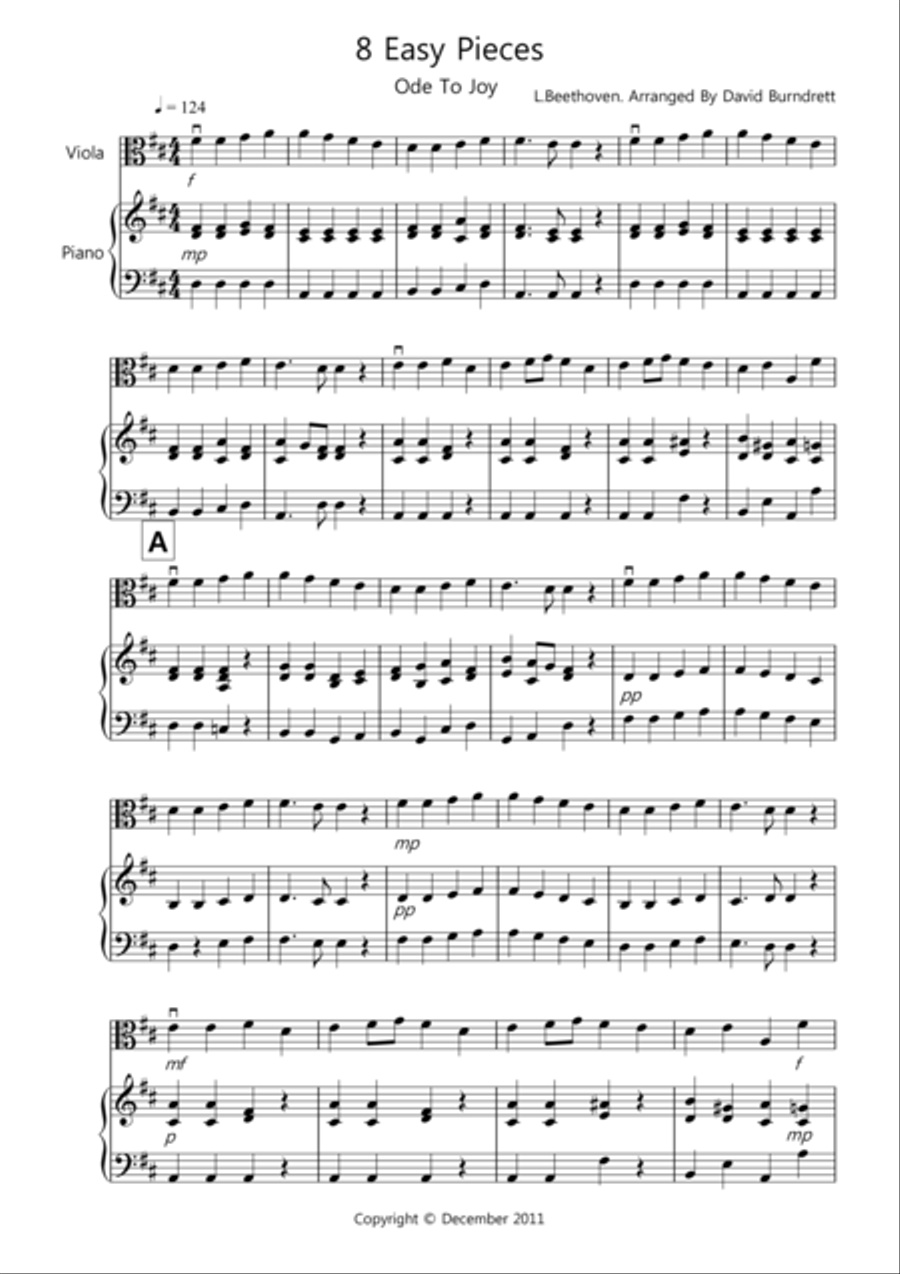 8 Easy Pieces for Viola And Piano Piano scores gallery preview page 1