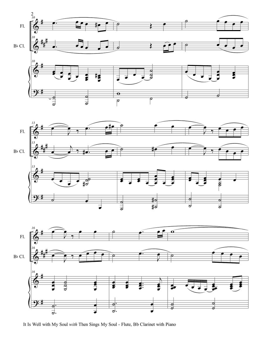IT IS WELL WITH MY SOUL with THEN SINGS MY SOUL (Trio – Flute & Bb Clarinet with Piano) Score and Pa Woodwind Duet scores gallery preview page 3