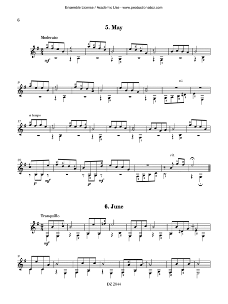 Guitarist’s Calendar Guitarist’s Calendar Classical Guitar scores gallery preview page 6