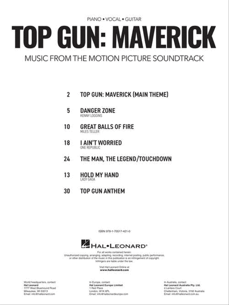 Top Gun: Maverick Piano, Vocal, Guitar scores gallery preview page 3
