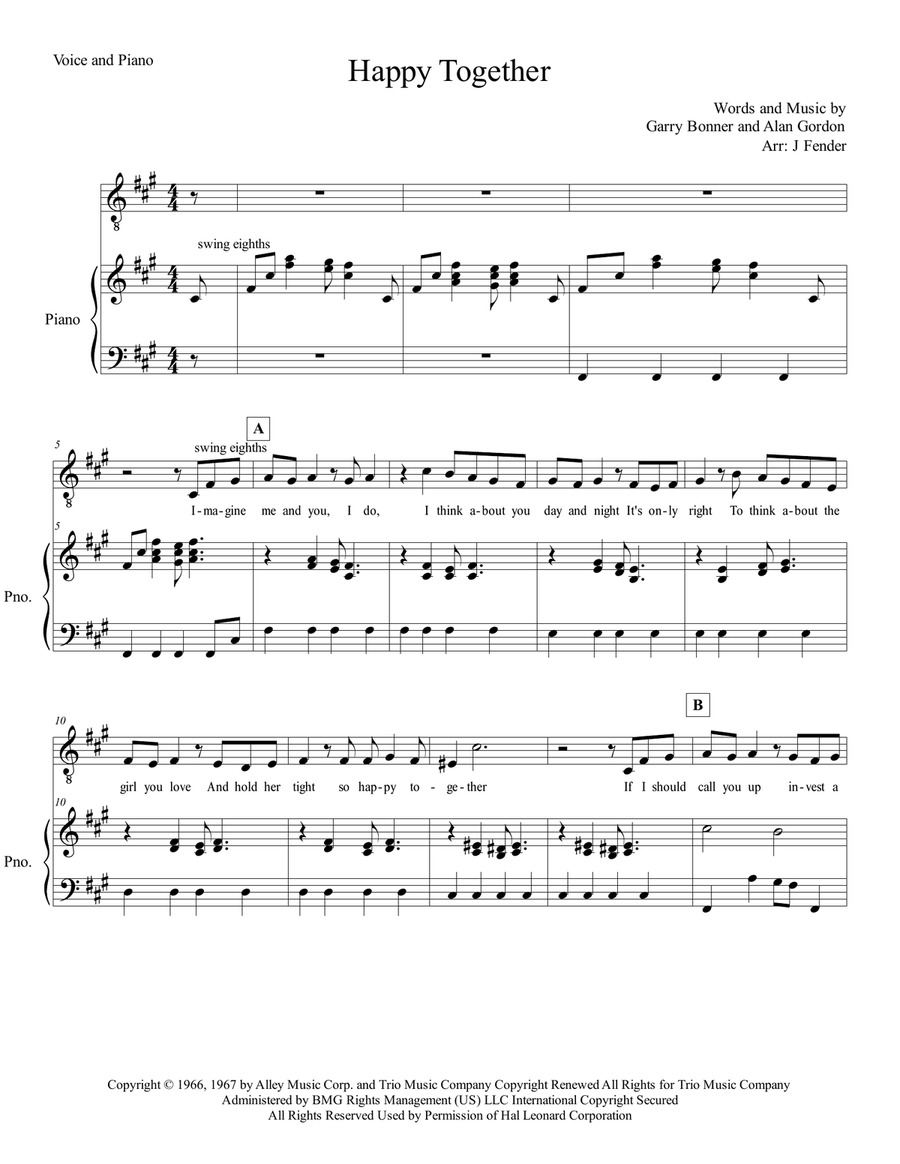Happy Together Happy Together Unison Choir scores gallery preview page 1
