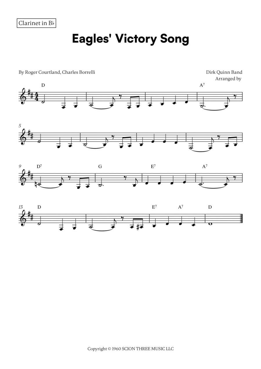 Eagles' Victory Song B-Flat Clarinet scores gallery preview page 1