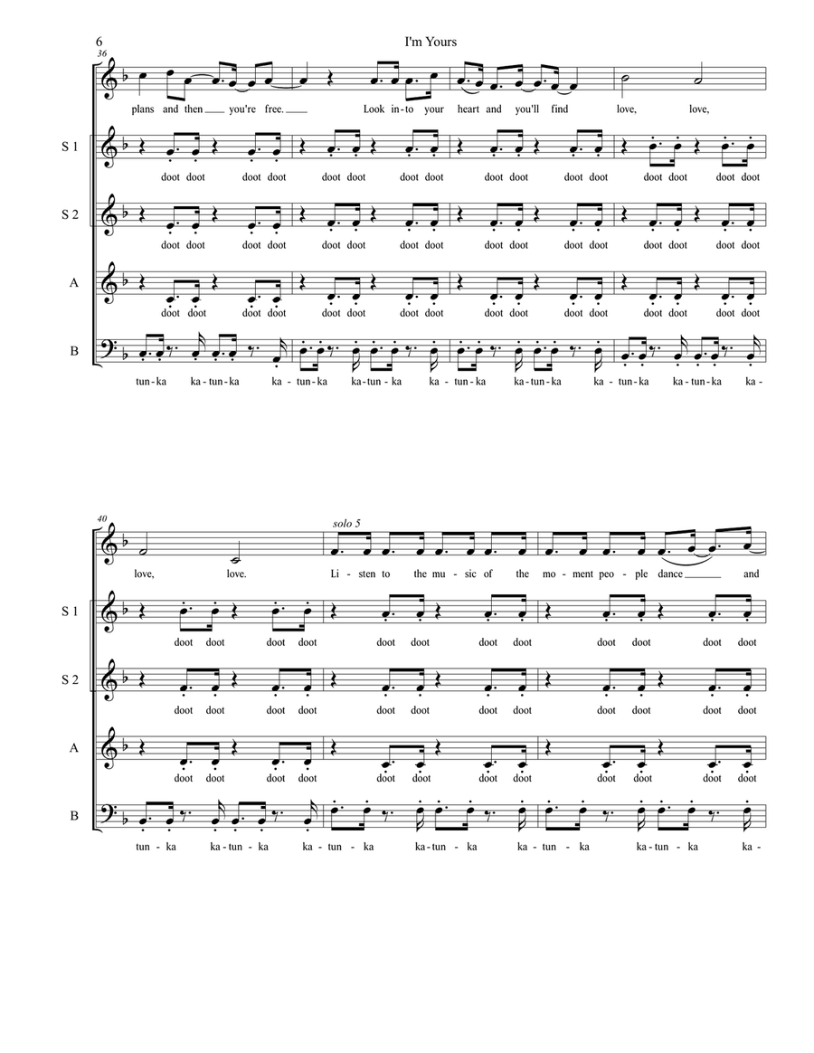 I'm Yours 4-Part scores gallery preview page 6