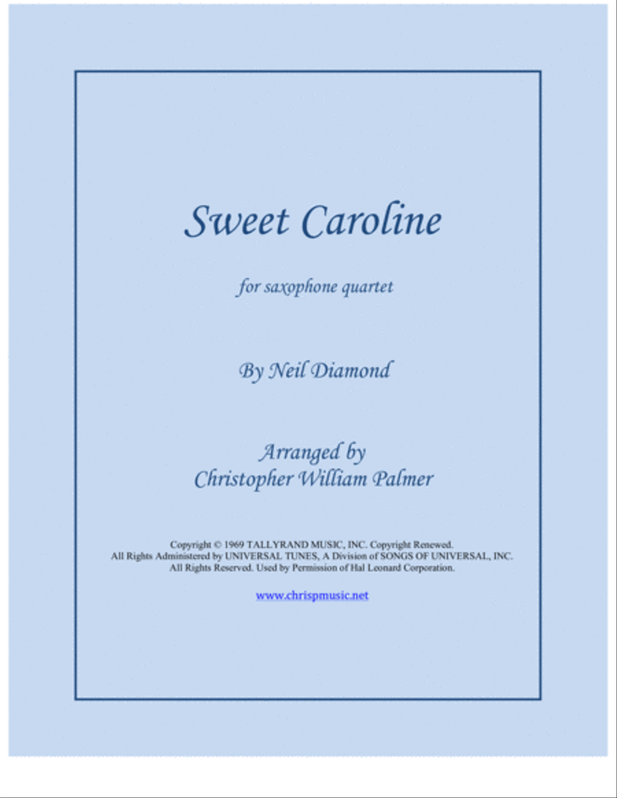 Sweet Caroline Woodwind Quartet scores gallery preview page 1