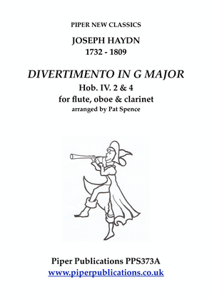 Book cover for HAYDN: DIVERTIMENTI IN G MAJOR Hob.IV 2 & 4 for flute, oboe & clarinet
