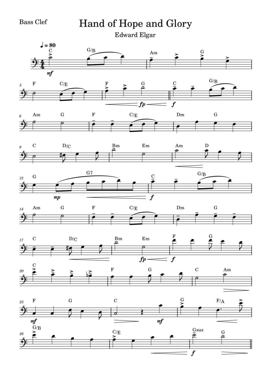 Hand of Hope and Glory (Elgar) Trombone Solo scores gallery preview page 1