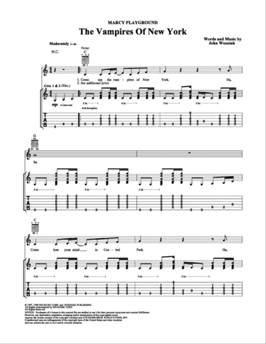 The Vampires of New York The Vampires of New York Electric Guitar scores gallery preview page 1