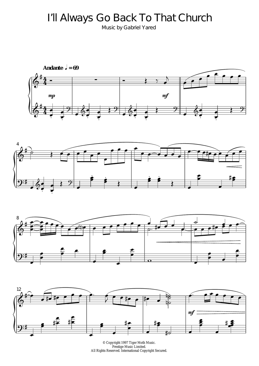I'll Always Go Back To That Church Piano Solo scores gallery preview page 1