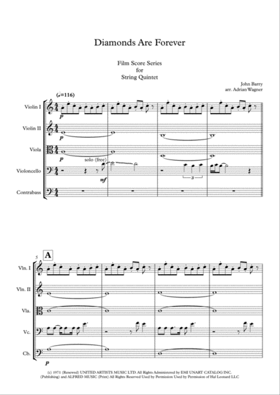 Diamonds Are Forever Diamonds Are Forever String Quintet scores gallery preview page 3
