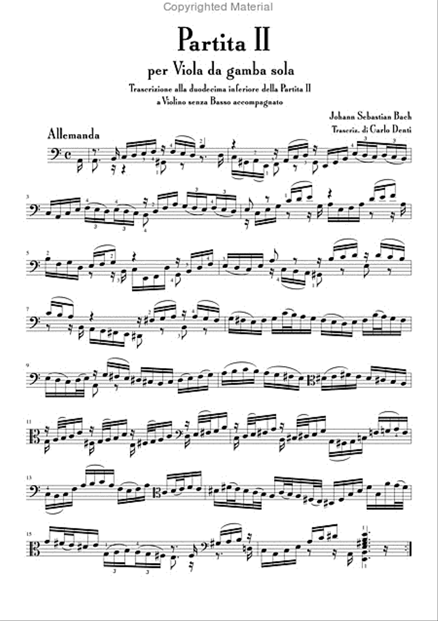 Partita No. 2 BWV 1004 for Viol Viola scores gallery preview page 2