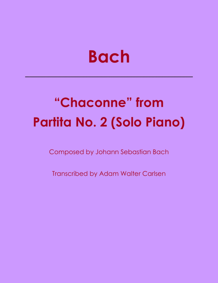 Bach Chaconne Partita No. 2 Solo Piano image number null