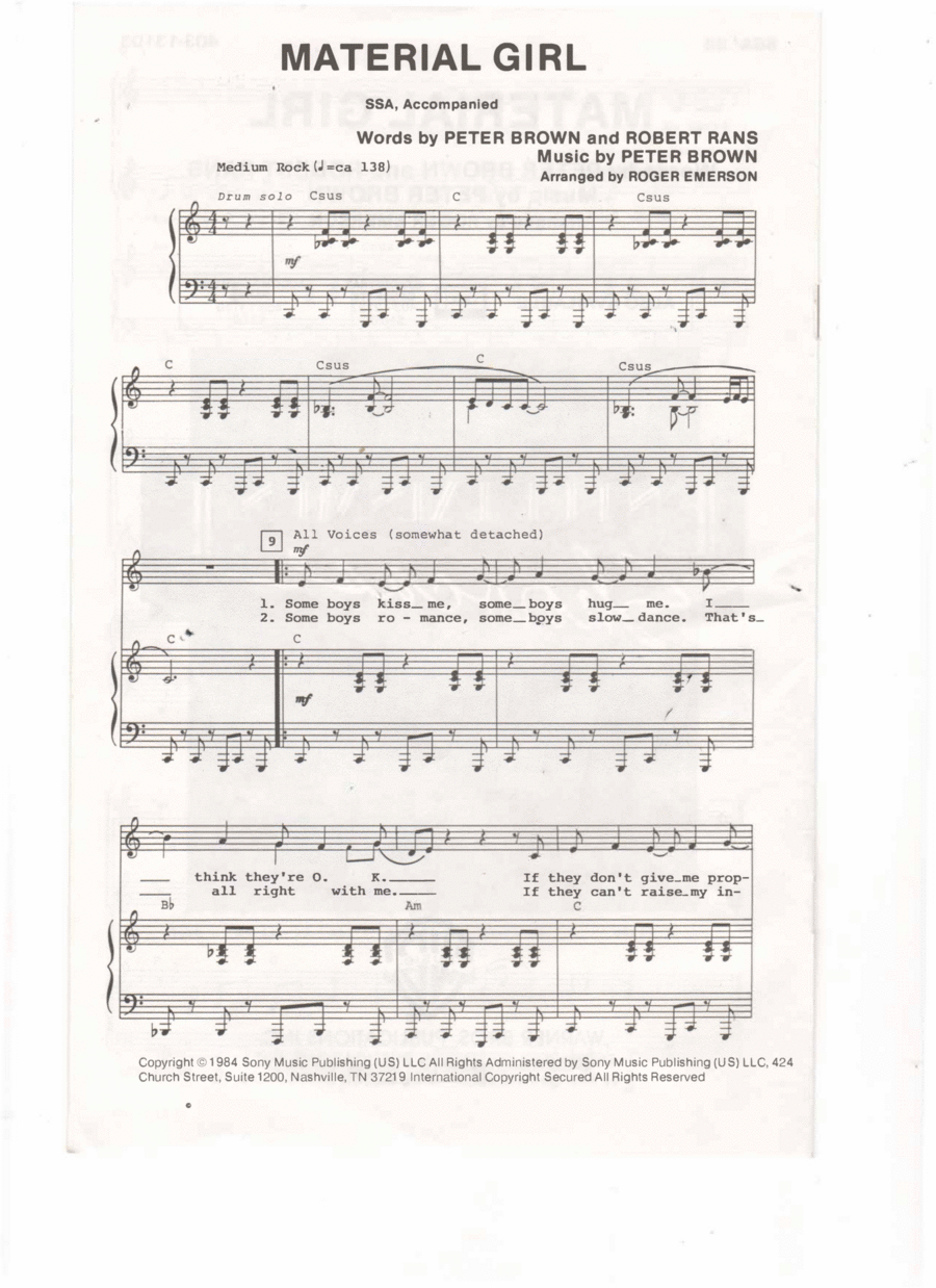 Material Girl Material Girl SSA scores gallery preview page 1