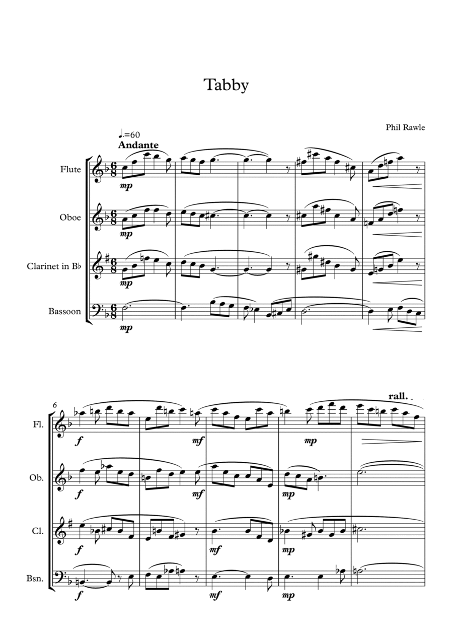 Tabby - Wind Quartet Tabby - Wind Quartet Woodwind Quartet scores gallery preview page 1