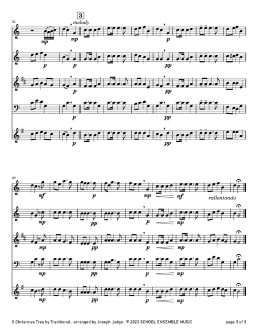 O Christmas Tree for Woodwind Quartet in Schools Woodwind Quartet scores gallery preview page 3