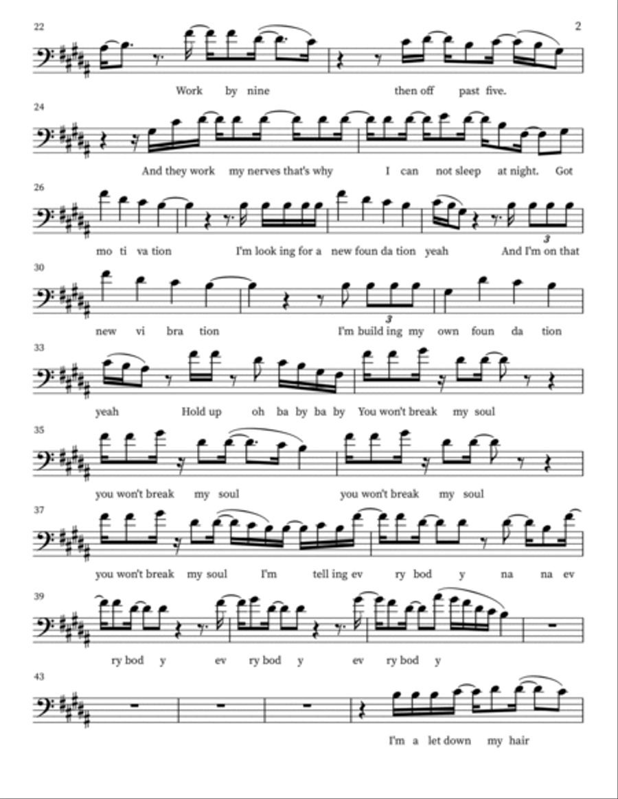 Break My Soul Cello Solo scores gallery preview page 2