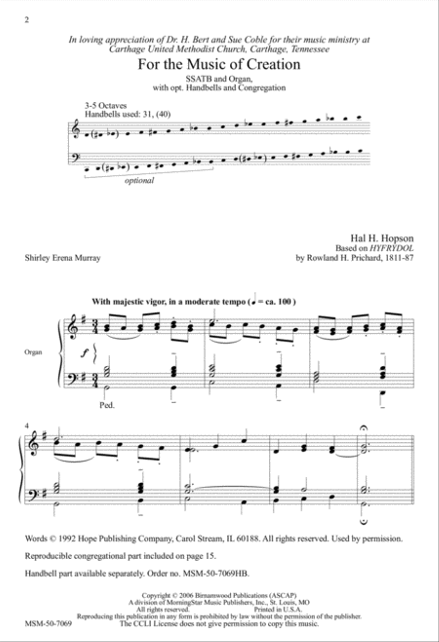 For the Music of Creation SSATB scores gallery preview page 2