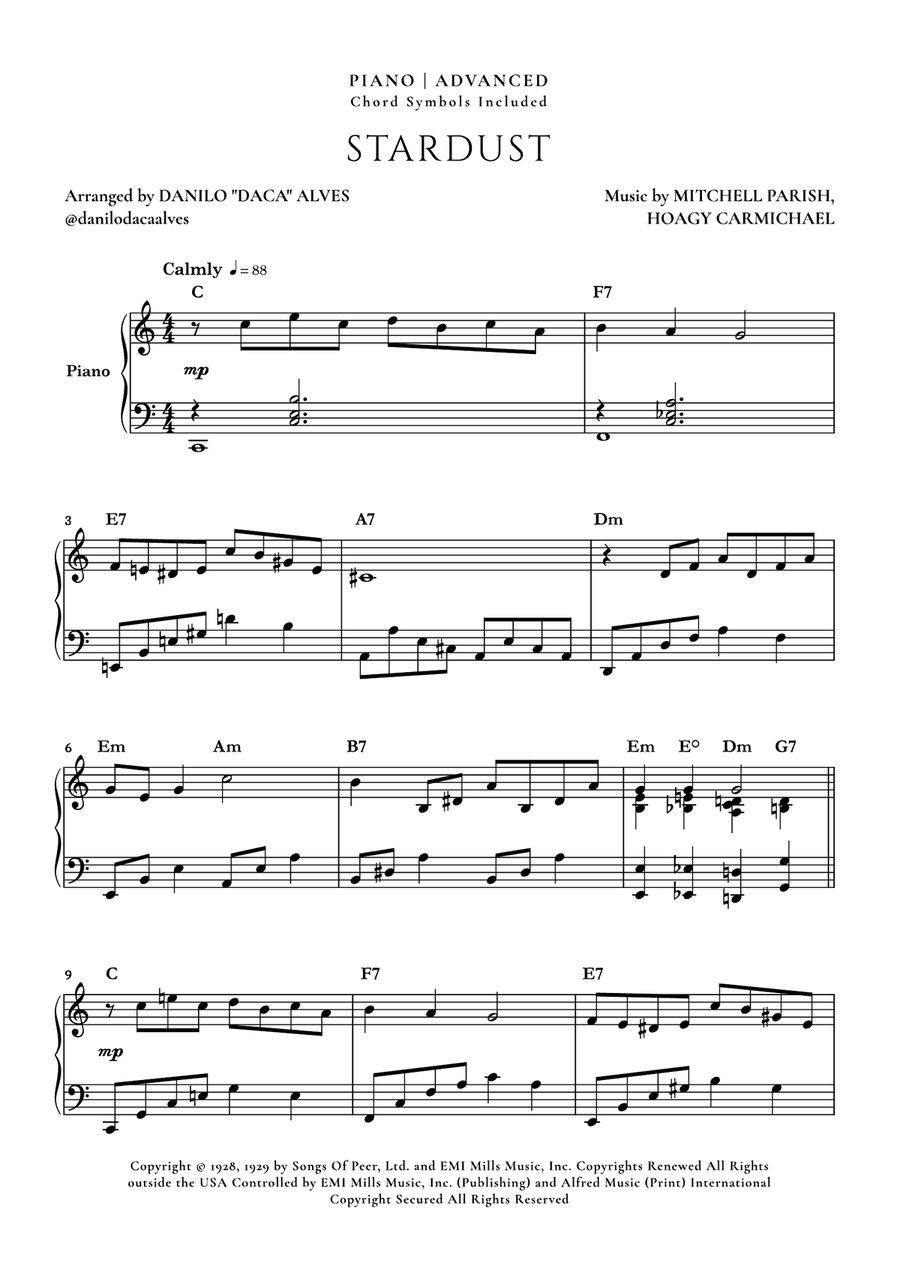 Stardust Piano Solo scores gallery preview page 1